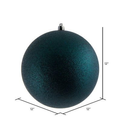 12" Midnight Green Glitter Ball Ornament