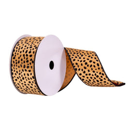 2.5" x 10 Yards Tan Cheetah Ribbon