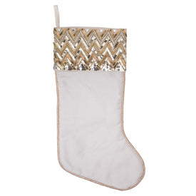 19" White Chevron Sequin Stocking
