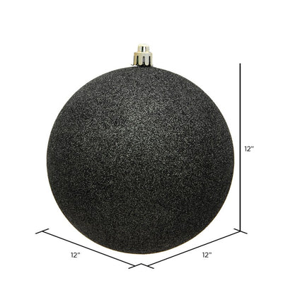 12" Gunmetal Glitter Ball Ornament