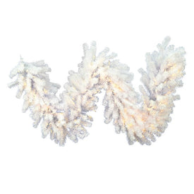 9' x 20" Pre-Lit Artificial Crystal White Garland with 200 Warm White LED Lights