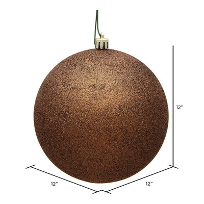 12" Mocha Glitter Ball Ornament
