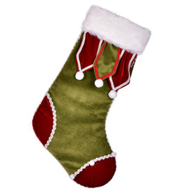 21" Burgundy/Emerald Velvet Stocking