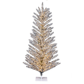 5' x 37" Pre-Lit Artificial Vintage Aluminum Tree with 700 Warm White 3MM LED Lights