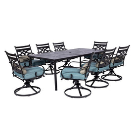 Montclair 9-Piece Dining Set with 8 Swivel Rockers and a 42" x 84" Table