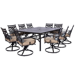 Montclair 11-Piece Dining Set with 10 Swivel Rockers and a 60" x 84" Table