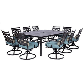 Montclair 11-Piece Dining Set with 10 Swivel Rockers and a 60" x 84" Table