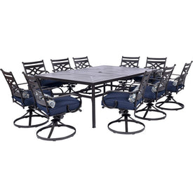 Montclair 11-Piece Dining Set with 10 Swivel Rockers and a 60" x 84" Table