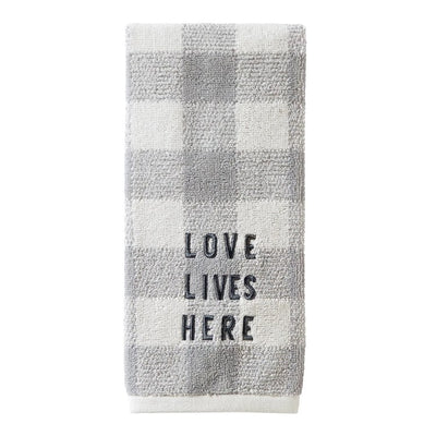 Love Lives Here Hand Towels 2-Pack in Gray