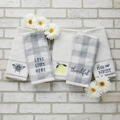 Love Lives Here Hand Towels 2-Pack in Gray