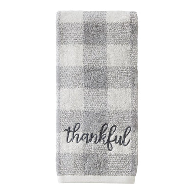 Thankful Plaid Hand Towels 2-Pack in Gray