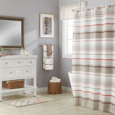 Coral Gardens Stripe Shower Curtain in Tan
