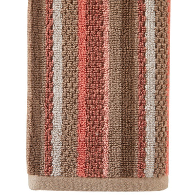 Coral Gardens Stripe Hand Towel in Coral Pink