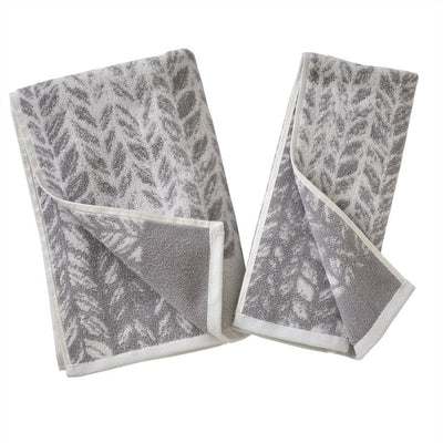 Distressed Leaves Bath Towel in Gray