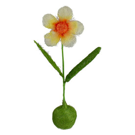 19" Green and Orange Floral Spring Artificial Tabletop Decor