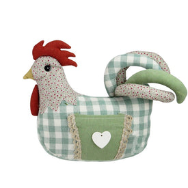 9.5" Country Farmhouse Plaid Fabric Rooster Spring Decoration