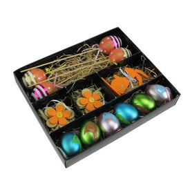 10" Vibrantly Colored Easter Egg Flower and Bunny Spring Decorations Set of 13