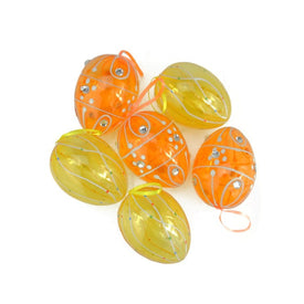 3.25" Transparent Yellow and Orange Glitter Gem Spring Easter Egg Ornaments Set of 6