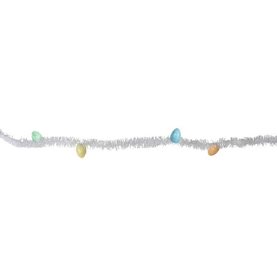 25' Unlit White Spring Tinsel Garland with Easter Eggs