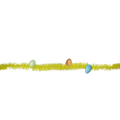 25' x 1.25" Unlit Yellow Spring Tinsel Artificial Garland with Easter Eggs