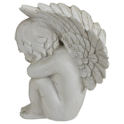 7.25" Ivory Right Facing Sleeping Cherub Angel Outdoor Garden Statue