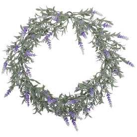 16" Pre-Lit Artificial White LED and Purple Lavender Spring Wreath with White LED Lights