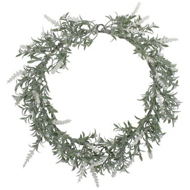 16" Pre-Lit Artificial White LED Lavender Spring Wreath with White LED Lights