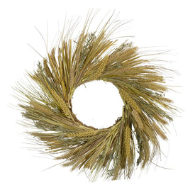 22" Unlit Wheat and Straw Stalks Artificial Wreath