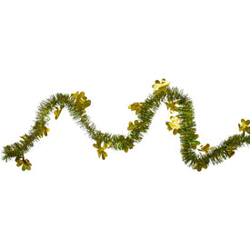 25' Unlit Green and Gold St. Patrick Day Irish Shamrock Garland