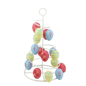 14.25" White and Pink Floral Cut Out Easter Egg Tree Tabletop Decor