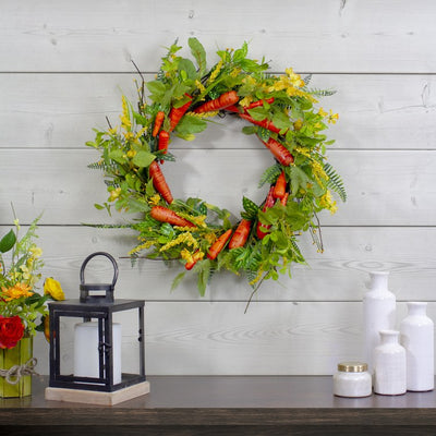 22" Orange and Yellow Carrot and Berry Foliage Easter Floral Spring Wreath