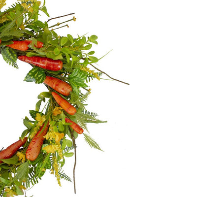 22" Orange and Yellow Carrot and Berry Foliage Easter Floral Spring Wreath