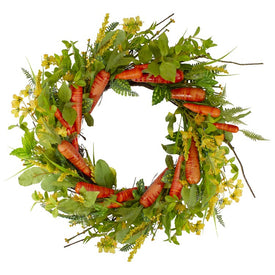 22" Orange and Yellow Carrot and Berry Foliage Easter Floral Spring Wreath