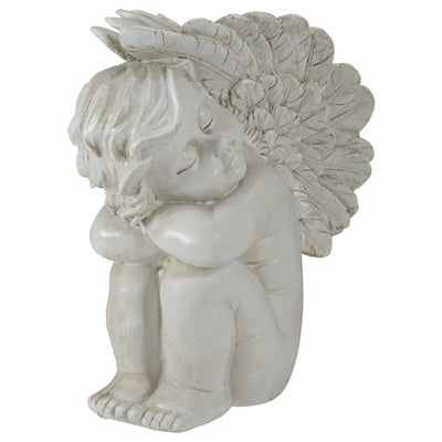 7.5" Ivory Left Facing Sleeping Cherub Angel Outdoor Garden Statue