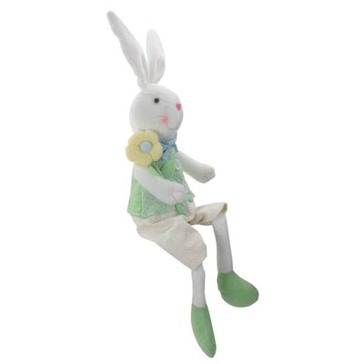 24" White and Green Boy Bunny Rabbit Easter and Spring Tabletop Figure