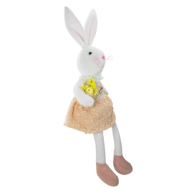24" White and Pink Girl Bunny Rabbit Easter and Spring Tabletop Figure