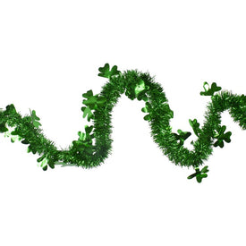 25' x 2.25" Unlit Irish Shamrock Tinsel St. Patrick's Day Garland