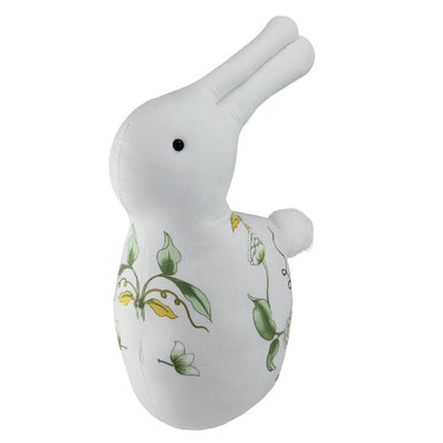 14" Plush White Soft Green and Yellow Floral Rabbit Spring Easter Decoration