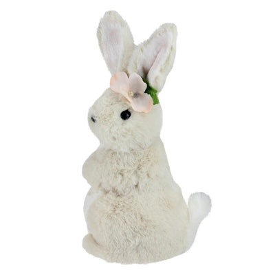 11.5" Beige Plush Standing Easter Bunny Rabbit Girl Spring Tabletop Figurine