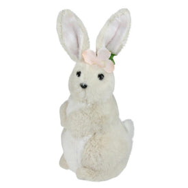 11.5" Beige Plush Standing Easter Bunny Rabbit Girl Spring Tabletop Figurine