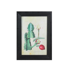 14" Green and Red Cactus Art with Photo Frame