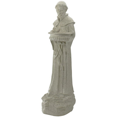 23.5" Speckled Ivory St. Francis of Assisi Religious Bird Feeder Outdoor Garden Statue
