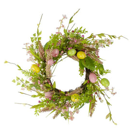 20" Pink and Green Easter Egg with Berry Floral Spring Wreath