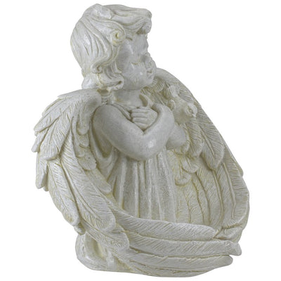 9" Cherub Angel Wings Bird Feeder Outdoor Garden Statue