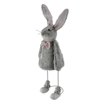 17" Gray and Pink Spring Loaded Rabbit Tabletop Easter Figure