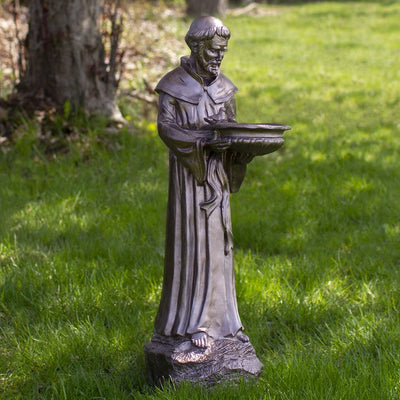 23.5" Bronze St. Francis of Assisi Religious Bird Feeder Outdoor Garden Statue