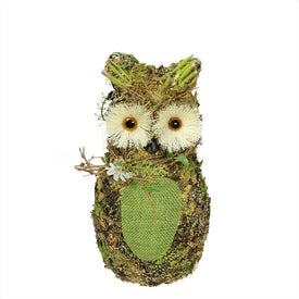 11" Brown and Green Decorative Owl Spring Tabletop Figure