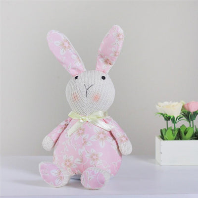 17" Pink Floral Easter Bunny Rabbit Spring Figure