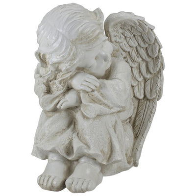 9.5" Ivory Resting Angel Outdoor Patio Garden Statue