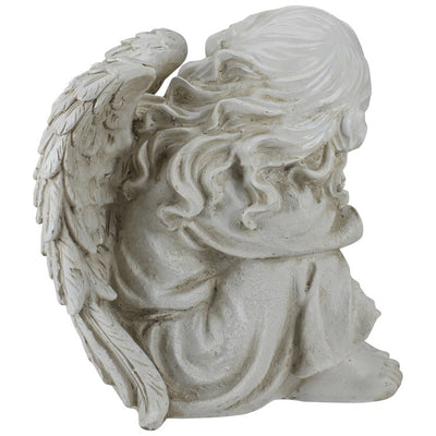 9.5" Ivory Resting Angel Outdoor Patio Garden Statue